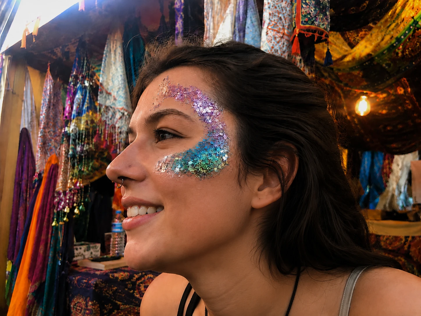 Glitter face art at an event